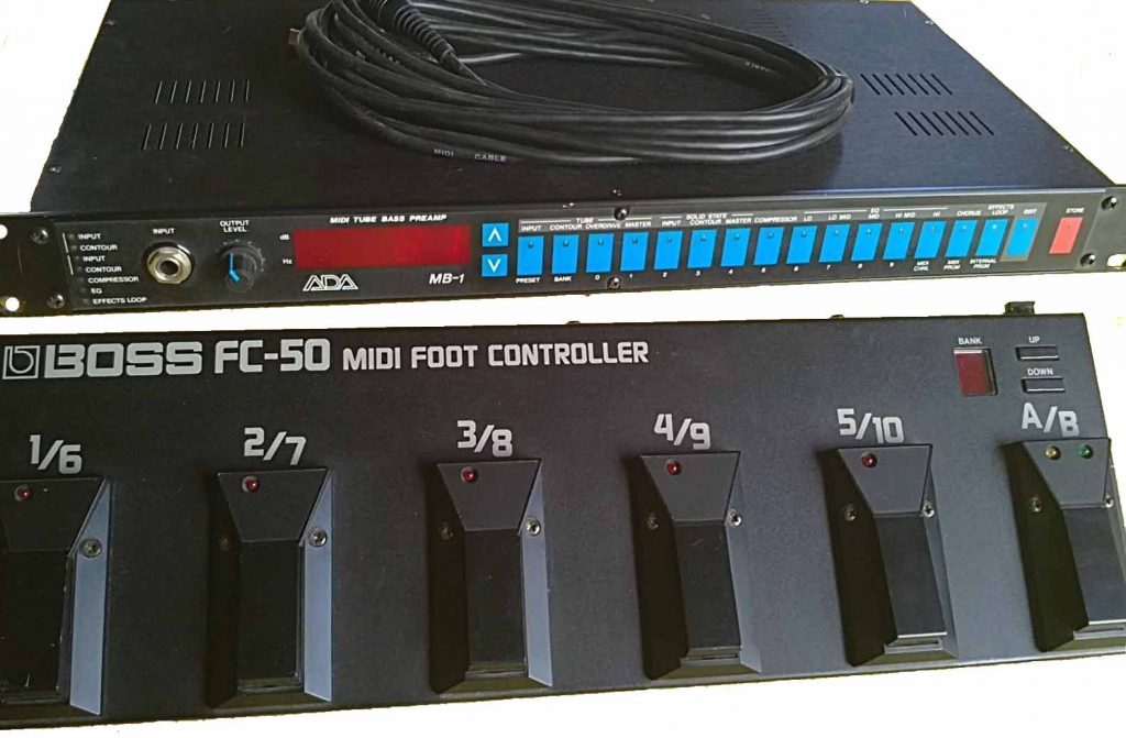 PREAMPLIFICATORE VALVOLARE MIDI ADA MB1 CONTROLLATO DALLA PEDALIERA MIDI BOSS FC-50
